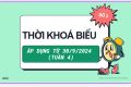 Thời khoá biểu số 03, áp dụng từ ngày 30/9/2024 (Từ Tuần 4)